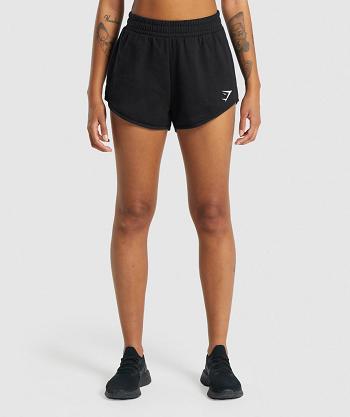 Szorty Damskie Gymshark Treningowe Sweat Czarne | PL 2424XYU